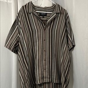 PX Black Men's Brown & Cream Striped Short-Sleeve Button-Down Shirt